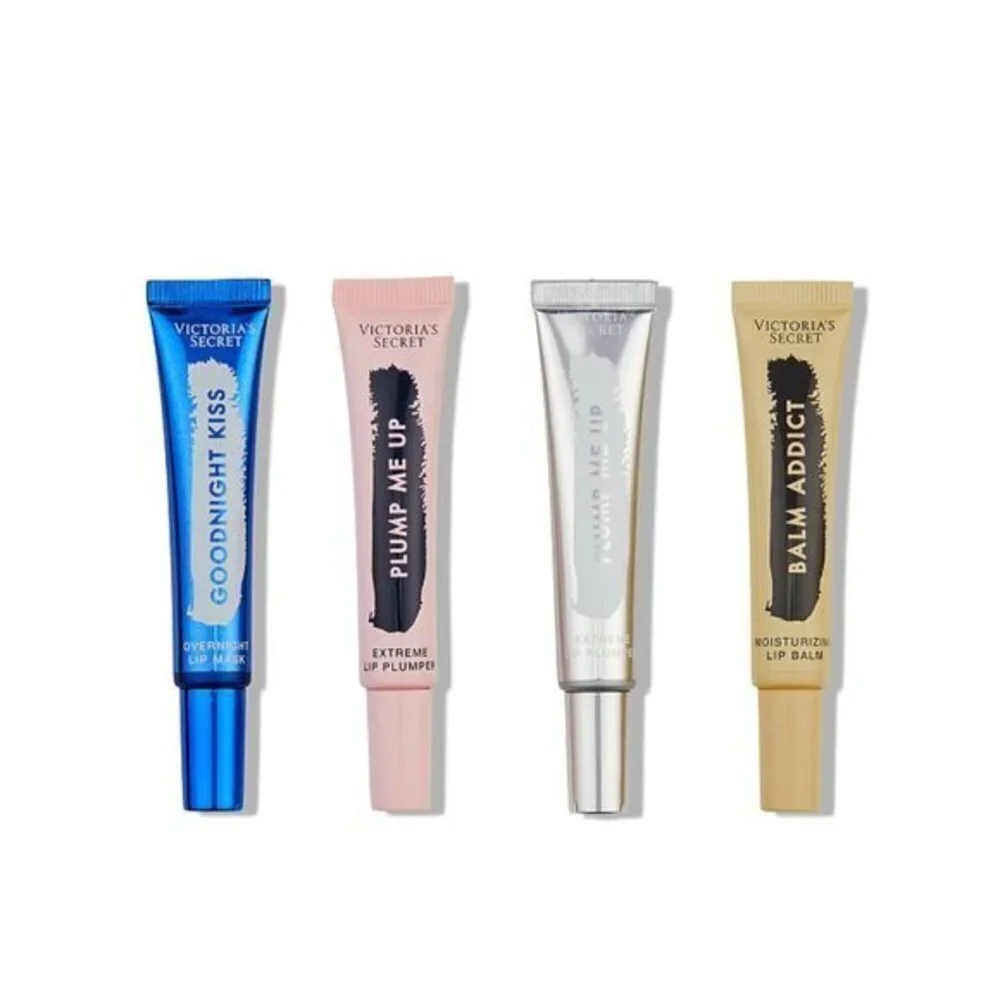 Victoria's Secret 4 Piece Lip Gloss Gift Set Pout Perfectors Scrub Mask Plumper
